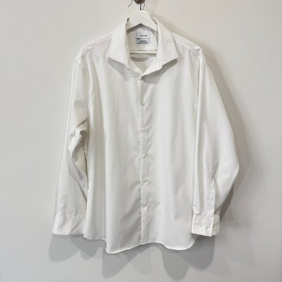 Calvin Klein Extreme Slim Fit White Tailored Button-Up Shirt Size 17.5 - Picture 1 of 17